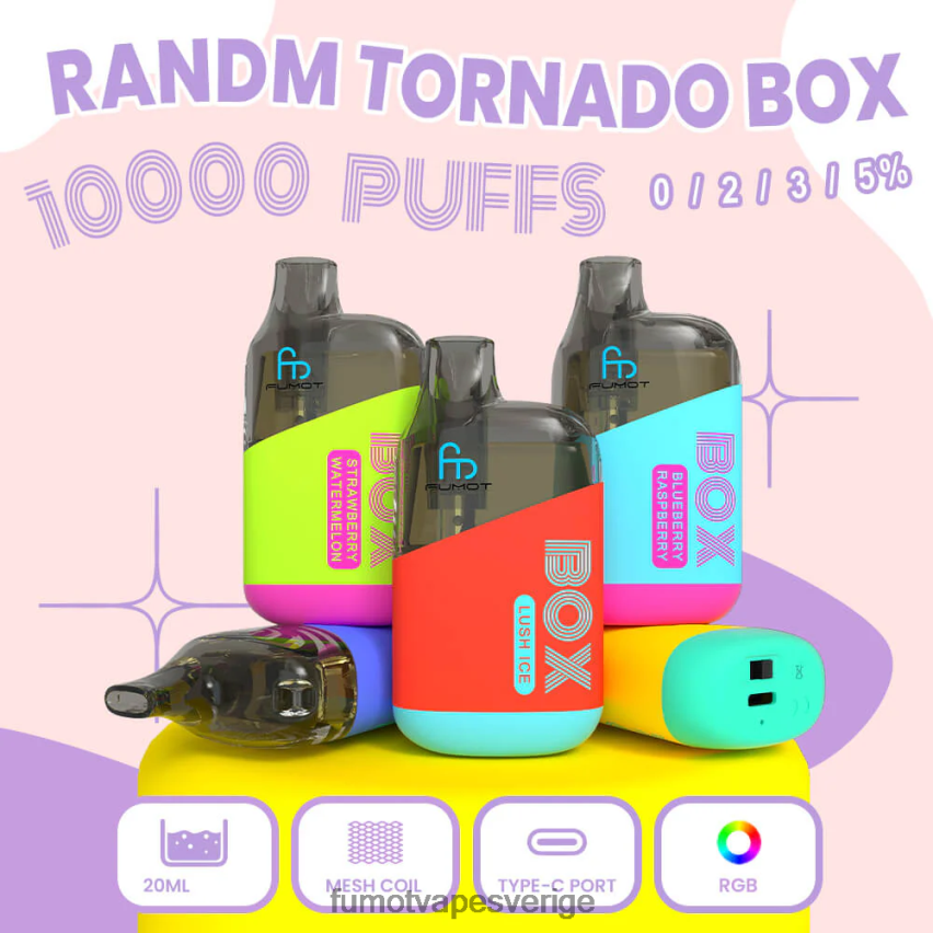 Fumot Cigarette - Fumot Tornado 10000 engångsvape pod box - 20ml (1 st) mango på is 26VFZN362